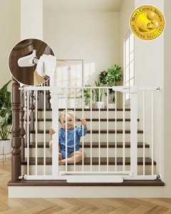 Cumbor 30-46 Baby Gate for Stairs, Auto Close Dog Gate for Doorways White