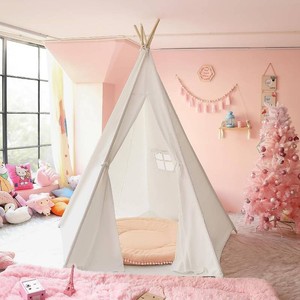 CO-Z Larger 85 H Kids Teepee Play Tent, 2.1m Large Indoor Canvas Teepee Tent for Adults, Tall Foldable Teepee Outdoor, 5 Sides Party Picnic Wedding Teepee Tent with Storage Bag