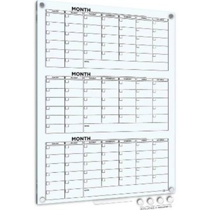 $240 SCRIBBLEDO 34x46 Magnetic Glass Dry Erase Quarterly Wall Calendar   Large 3 Month Whiteboard Planner Board