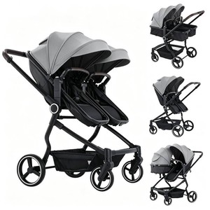 $389 Double Stroller for Infant and Toddler, Gray