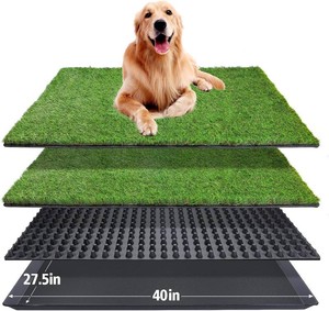 Dog Grass Pad with Tray,40X27.5Large Artificial Turf Grass Potty,XL Reusable 3-Layer Dogs Pee Potty Grass Pads, Easy to Clean Portable Dog Litter Box for IndoorOutdoor Potty Training Toilet