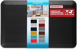 ComfiLife Anti Fatigue Floor Mat   34 Inch Thick Kitchen Mats for Floor, Standing Desk Mat, Kitchen Rug   Comfort at Home, Office   Durable   Stain Resistant   Non-Slip Bottom (20 x 32, Black)
