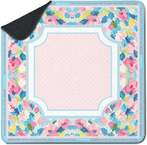 Blue and Pink Mahjong Mat for Table(31.5 x 31.5), Modern Abstract Floral Non-Slip Noise Reduction Mahjong Table Cover for Card Board Tile Games Poker Dominoes