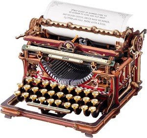 ROKR Typewriter 3D Wooden Puzzles for Adults Building Model (Magic Red)