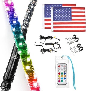 KEMIMOTO 2pc 3ft Spiral LED Whip Lights for UTVATVBoatOffroad