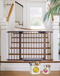 Cumbor 30-48 in Baby Gate for Stairs, Auto Close Dog Gate Indoor, Brown