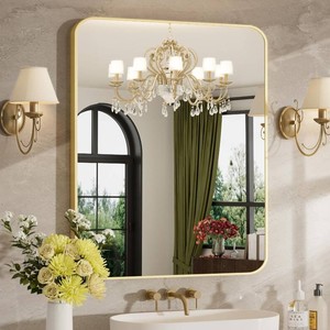 30x36 Bathroom Mirror for Over Sink, Brushed Gold Rectangle Vanity Mirror
