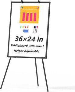 Large Whiteboard Easel with Stand, 36 x 24 Portable Standing Magnetic Dry Erase White Board, 3 x 2 Tripod Height Adjustable Flip Chart Easel for Home Office Classroom School, Black
