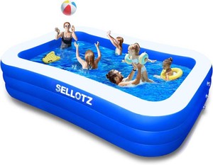 SELLOTZ Inflatable Pool for Kids and Adults, 120 X 72 X 22 Oversized Thickened Family Swimming Pool for Toddlers, Outdoor, Garden, Backyard, Summer Water Party