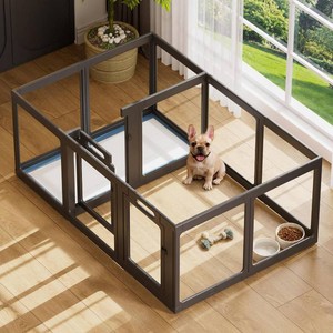 $180 Acrylic Dog Playpen Indoor Exercise Pen with Door, 24 H, Black, 12 Panels