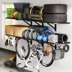 $150 FLEXIMOUNTS 2-Pack 2x6ft Heavy Duty Garage Wall Shelving with 8 Hooks