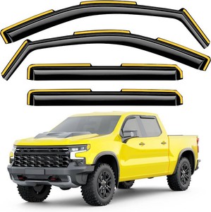 Window Rain Guards for 2019-2026 Chevy Silverado 1500GMC Sierra 1500 Crew Cab,in-Channel Window Deflectors,Smoke Vent Visors,Side Window Shades, Truck Accessories-4pcs