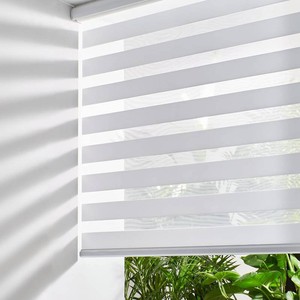 Persilux Cordless Zebra Blinds for Windows Free-Stop Roller Windows Shades (24 W X 72 H, White) Dual Layer Light Control for Day and Night, Light Filtering Sheer Shades for Home, Easy to Install