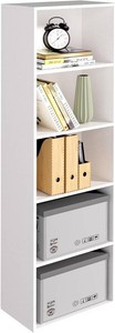 Wooden 5 Cube Storage Organizer, White 5 Tier Bookcase Bookshelf Freestanding Storage Display Organizer, Versatile Cubes Open Shelf and Cubby Unit for Living Room, Home Office, Dinning Room 15.7inch