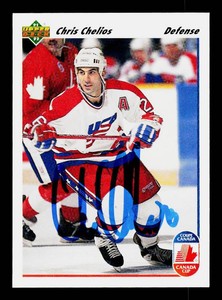 Chris Chelios Autograph 1991-92 Upper Deck #37 Hockey Card