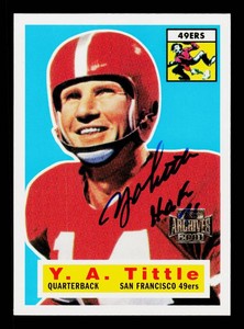 YA Tittle Autograph w HOF Inscription Football Card