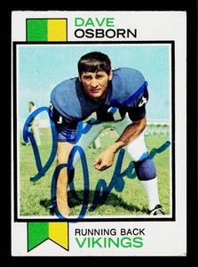 Dave Osborn Autograph 1973 Topps #176 Vintage Minnesota Vikings Football Card