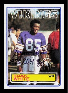 Sammy White Autograph w ROY Inscription 1983 Topps #107 Vintage Minnesota Vikings Football Card
