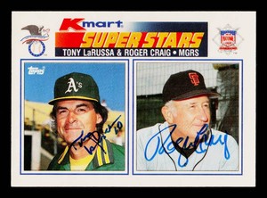 Tony LaRussa and Roger Craig Autograph Baseball Card
