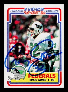 Craig James Autograph 1984 Topps USFL #128 Vintage Football Card