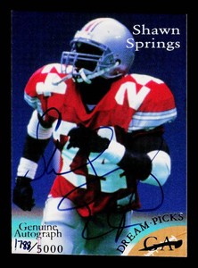 Shawn Springs Autograph 5000 Football Card