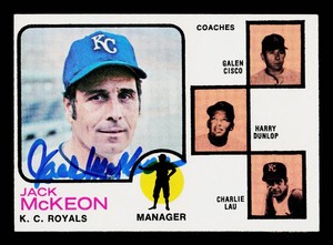 Jack McKeon Autograph 1973 Topps #593 Vintage Baseball Card