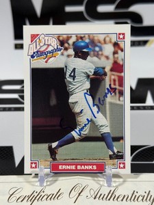 Ernie Banks Autograph Baseball Card w COA