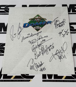 9x Autograph Metrodome Roof Material - Brunansky, Coomer, Hrbek, Laudner, Blyleven, Aguileira, Viola, Larkin, Bereunger - Minnesota Twins Baseball