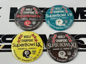 (4) Vintage 1970s Super Bowl Pins