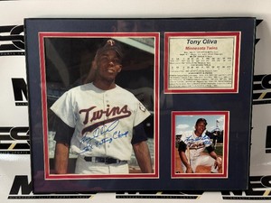 Tony Oliva Autographed 2x Minnesota Twins Baseball Photos Matted and Framed