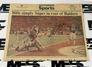 Thurman Thomas and Andre Reed Autograph Buffalo Bills Newspaper