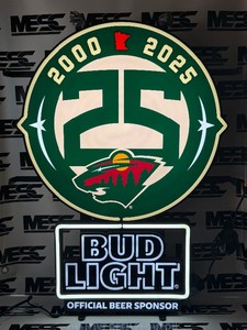 Minnesota Wild Hockey Illuminated Sign - Bud Light 25th Year Anniversary - NEW IN BOX (ony removed for photos)