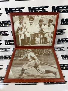 (2) Vintage Baseball Framed Photos w The Greats