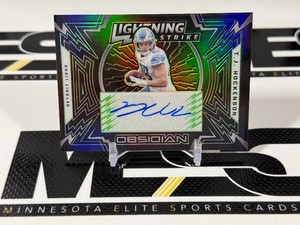 TJ Hockenson Auto 50 2021 Obsidian Lightining Strike #LS-TH Numbered 1450 Football Card