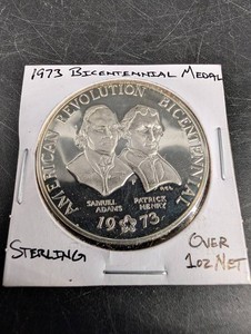 1973 Bicentennial Sterling Silver Medal - Samuel Adams & Patrick Henry
