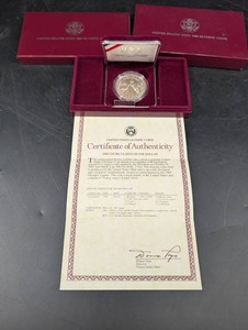 1988 US Mint Olympic Silver Dollar With Box And Certificate
