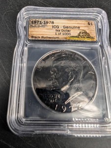 1971-1978 ICG Genuine Black Ruthenium Ike Dollar