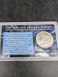 1921 Morgan Dollar .900 Silver With Certificate