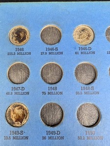 Vintage Roosevelt Silver Dime Collection 1946-1962