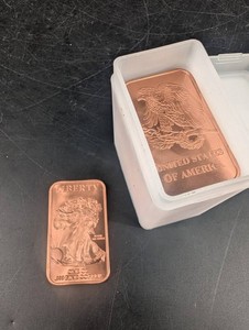 1 Oz .999 Fine Copper Bars - Liberty & Eagle (Lot of 2)