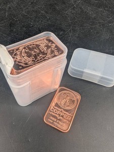 .999 Fine Copper 1 AVDP Oz Bars With Storage Container