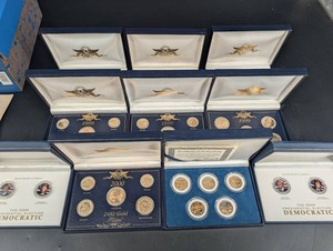 24K Gold-Plated Presidential Coin Sets & 2004 Democratic Set
