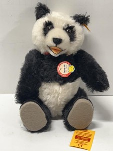 Steiff Panda-Br 1938 Replica Plush Bear Button in Ear Red Bow