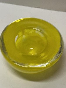 Kosta Boda Yellow Art Glass Votive Candle Holder Scandinavian Large Size