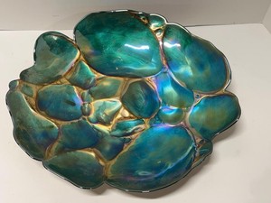 Vintage Iridescent Pebble Form Decorative Centerpiece Bowl XL 16