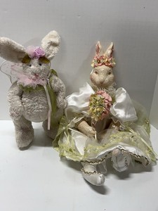 Fancy Bunny Decor Set Plush Fairy Rabbit & Depart 56 Bride Dress Rabbit