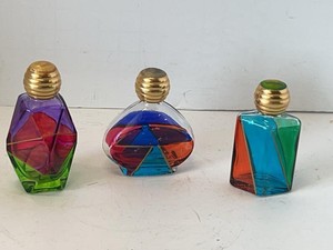Set of 3 Vintage Italian Art Glass Perfume Bottles Vanity Decor