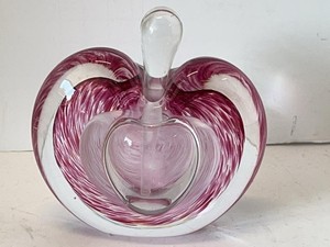 Unmarked Murano Style Art Glass Apple Perfume Bottle Pink Swirl