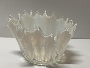 Vintage Opalescent Pressed Glass Swing  Drip Edge Console Bowl