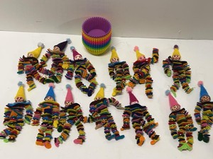 Party Lot of Felt Pixie Elf Clowns Ornaments & Silicone Cupcake Baking Cups Fun Primary Colors